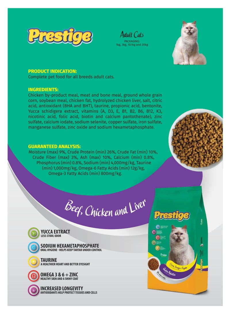 Prestige Adult Cat Dry Food 10.1kg, Chicken With Meat Flavor For Cats - Image 2